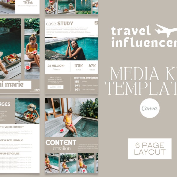 Social Media Kit | Travel Influencer Canva Template, UGC Media Kit 2023, Canva Template Aesthetic, Instagram Portfolio