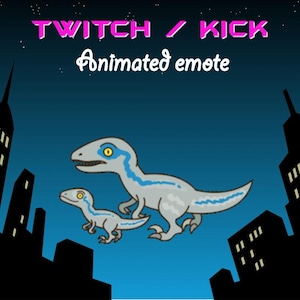 Animated Dinosaur Velociraptor emote, dinosaur, twitch emote, cute emote, kick emote, dinosaur emote, baby dinosaur