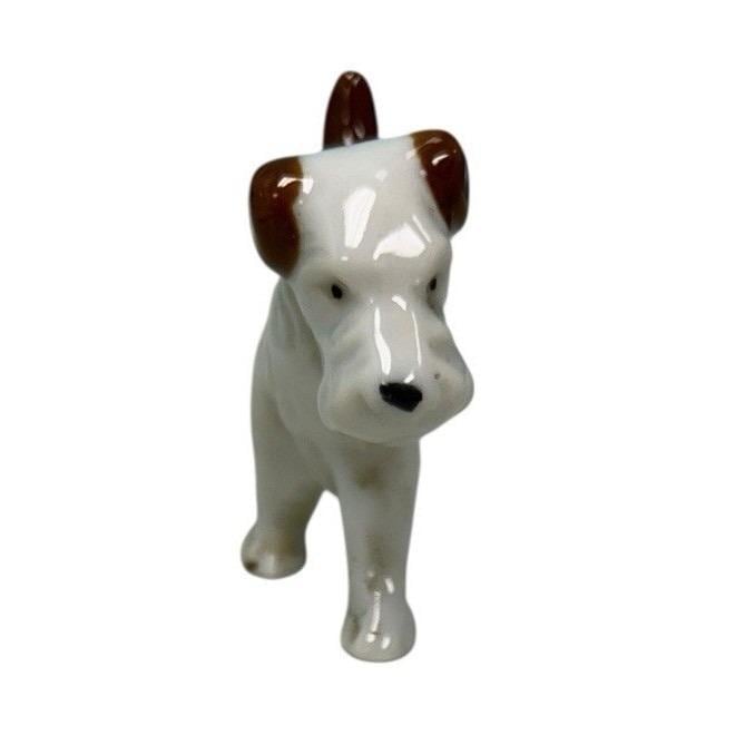 Vintage Miniature Wire Fox Terrier Dog Figurine Ceramic Made in