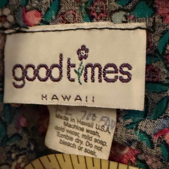 Vtg 70s Good Times Aloha Hawaiian Floral Ruffle X… - image 4