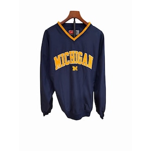 VTG Pro Player Michigan Wolverines Spellout Pullover Windbreaker Mens XL EUC