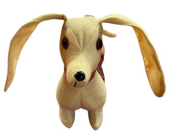 Vtg 50s/60s Autograph Hound Dachshund Yellow Souvenir Dog MCM Collectible