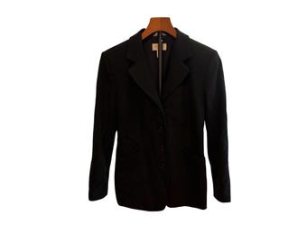 Talbots Petites Black Wool Blend Three Button Blazer Jacket Women old money 4P