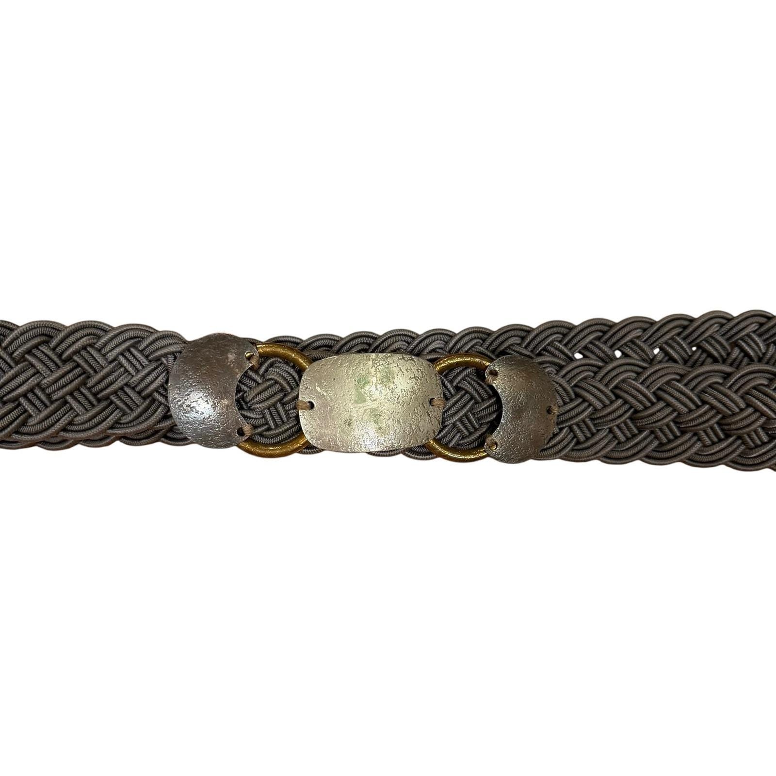 Vintage Marjorie Baer Woven Hammered Metal Leather and Jute Belt Marjorie Baer Belt - Etsy main image 2