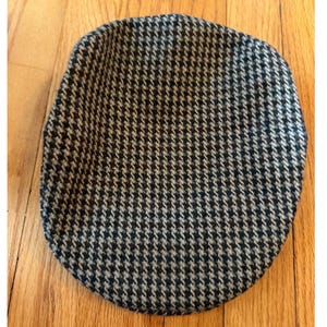 Vtg Hanna Hats Donegal Ireland Grey Houndstooth Wool Flat Cap Driving Hat Mens M