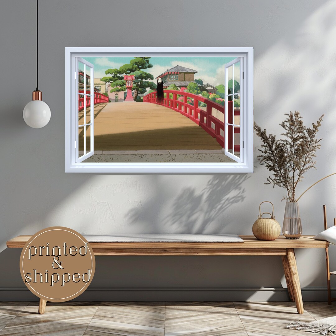 Sprited Away Landscape Studio Ghibli Fake Window Anime Wall Art Room