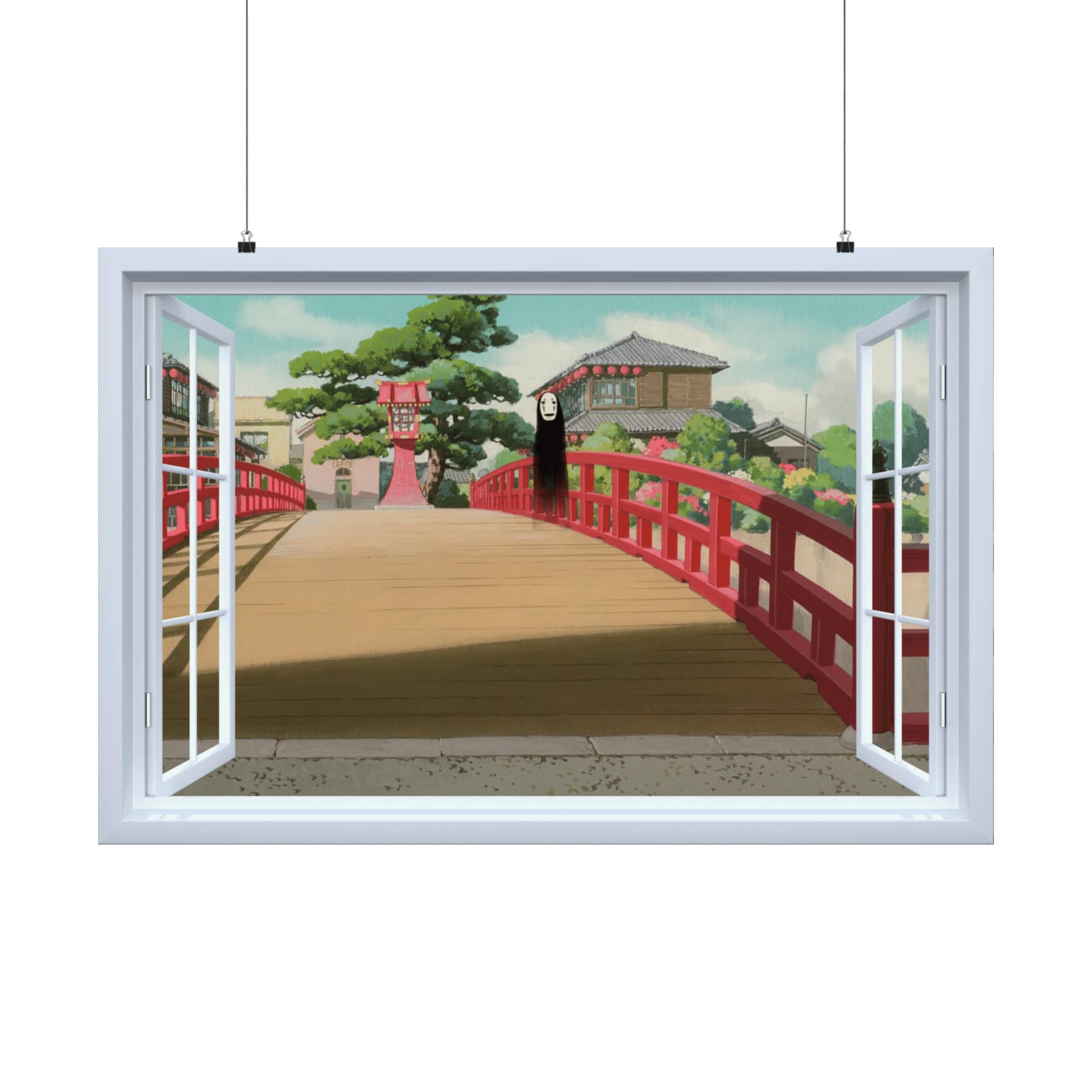 Sprited Away Landscape Studio Ghibli Fake Window Anime Wall Art Room