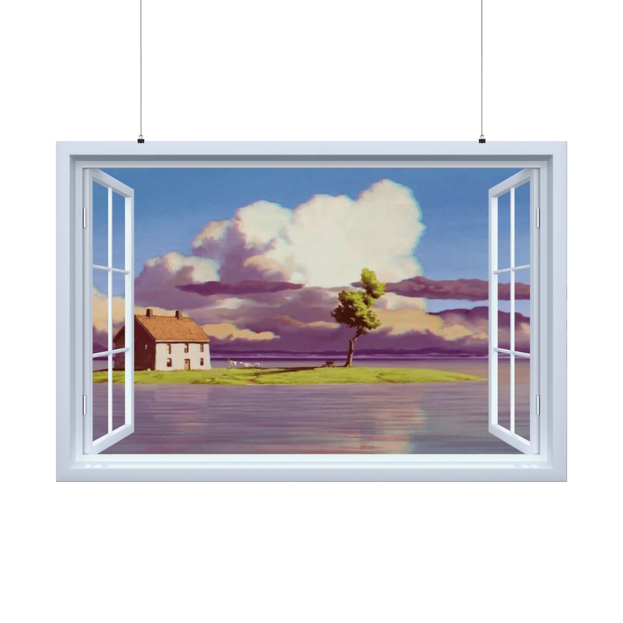 Sprited Away Studio Ghibli Fake Window Anime Wall Art Room Decor Matte