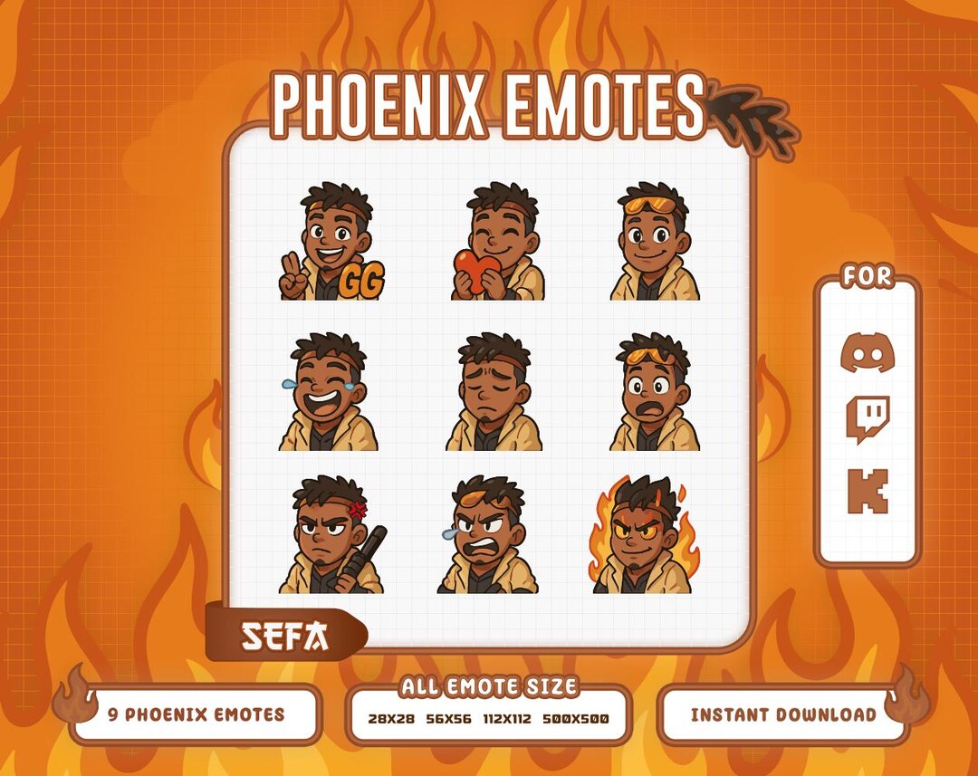 PHOENIX VALORANT EMOTE | Twitch Emote Set | Twitch, Kick, Discord Emote ...