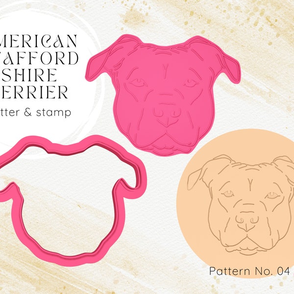 Amstaff American Staffordshire Terrier Cookie Cutter and Stamp Custom Detailed Pet Portrait