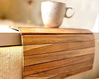 Sofa armrest tray |sofa arm tray | Adjustable Wood Armrest Tray – Sofa Tray Table - Soft and Sturdy Wooden Surface for Coffee, Snacks, Meals