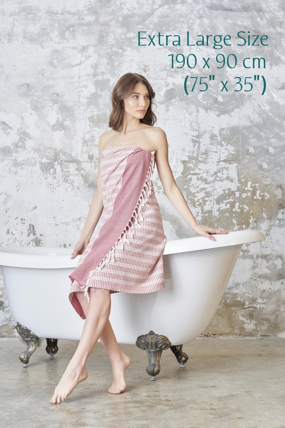 Quick Dry Soft Bath Towel For Women Stripe Sauna Spa Large Bath