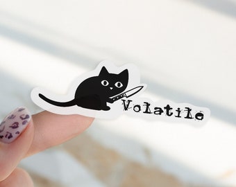sarcastic sticker, Dark Humor Decal, Cat with Knife, Funny Cat Stickers