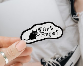 Sarcastic Black Cat Sticker: Funny Cat with Knife, Laptop Decal