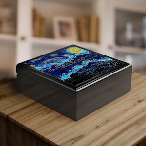 Van Gogh Starry Night Jewelry Box: Celestial Keepsake Trinket Box