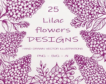 25 Lilac Flower SVG Bundle, Botanical Clipart (Digital Download)