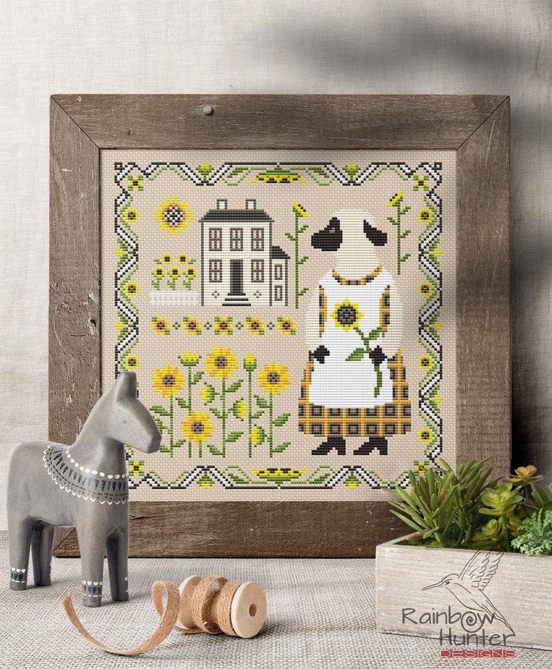 Cute Sheep Sampler Cross Stitch Set of 4 Primitive Embroidery Simple ...