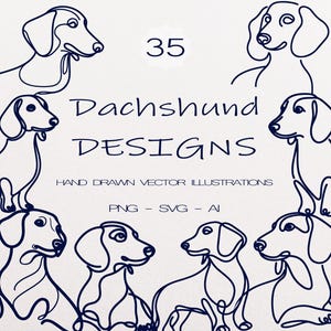 Dackel SVG | Niedliche Dackel Line Art | Wurst Hund Clipart | Haustier Silhouette für Cricut & Sublimation | Digitaler Download