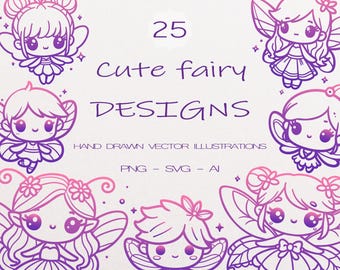 25 かわいい妖精 SVG バンドル 妖精 PNG バンドル 妖精クリップアート 妖精のシルエット 歯の妖精 SVG マジック SVG 妖精のアウトライン SVG Cricut 用カット ファイル