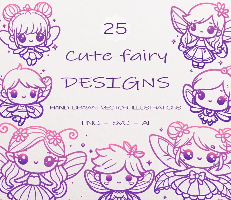 25 Cute Fairy SVG Bundle Fairy PNG Bundle Fairy Clipart Fairy ...
