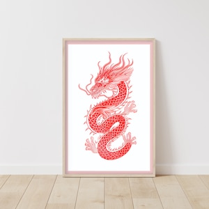 Red Chinese Dragon • Wall Art • Dragon Print Gif • Fantasy Art • Dragon Gift For Men • Dragon Home Decor • Dragon Lovers