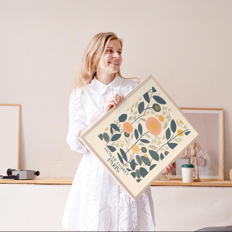 Boho Botanical Print • Unusual flower • Spring Flower Poster • Botanical Print Leaf • Wildflower Poster • Warm Colors Print image 2