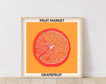 Grapefruit Print • Blood Orange Poster • Lemons Fruit Market • Comes With Frame • Cozy Kitchen Art • Summer Fruit • Best Selling Prints