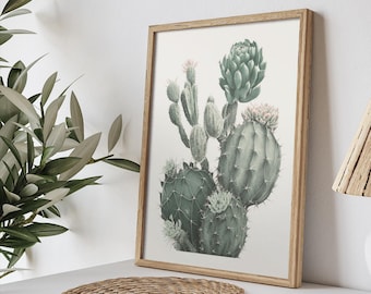 Kakteen Poster • Südwestliche Dekoration • Grüne Wandkunst • Geschenk für Kaktusliebhaber • Gedämpfter Vintage-Druck • Wüsten-Wandkunst
