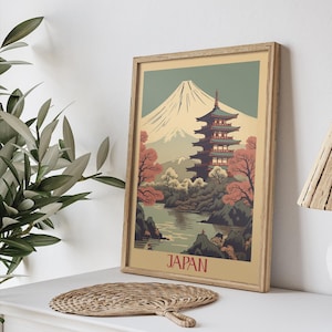 Vintage Japón • Póster de Tokio Japón • Decoración japonesa • Reise-Poster • Vintage Travel Druck • Alte Architektur • Reiseposter-Kunst