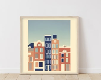 Country House Poster • Vintage Architecture • Architect Gift • Abstract Art Piece • Muted Colors Print • Framed • Colourful Wall Art