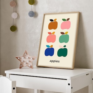 Apfel-Poster • Obst Küchenkunst • Klassisches Essen drucken • Vinatge Küche Poster • Lebensmittelmarkt Print • Dekorative Geschenkidee