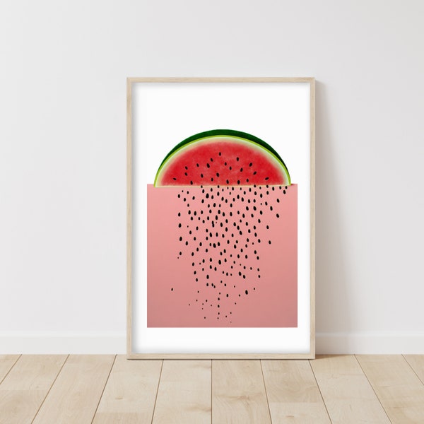Watermelon Poster • Watermelon Decor • Fruit Poster Print • Kitchen Food Poster • Funny Kitchen Art • Colorful Wall Art
