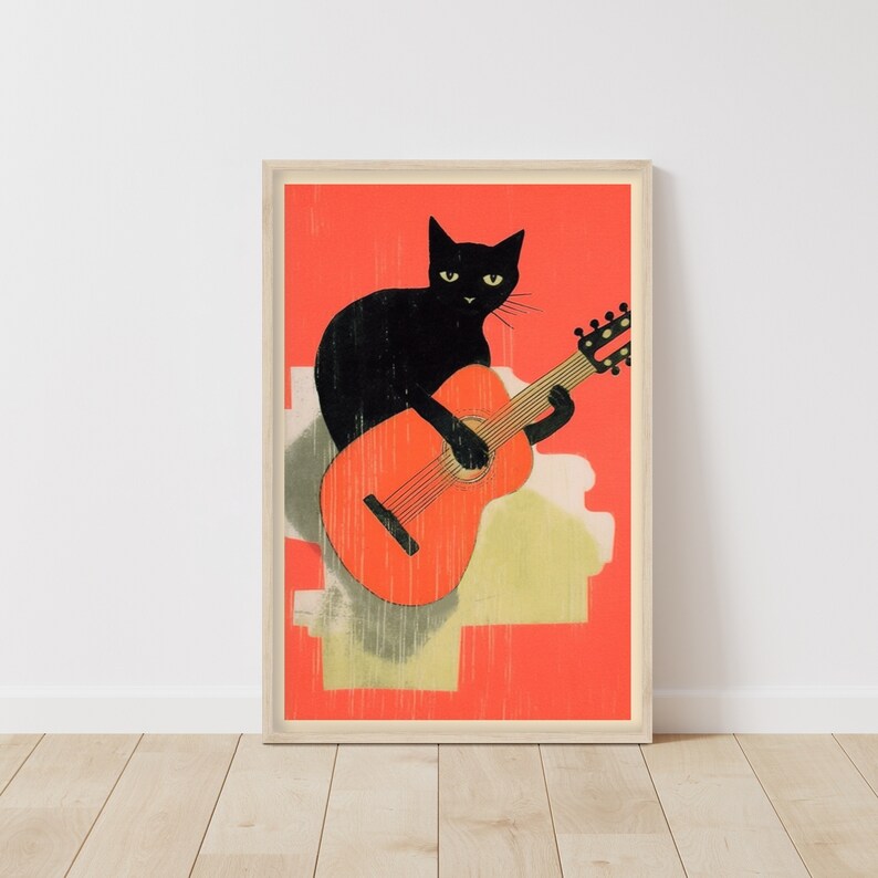 Black Cat On Piano • Cute Cat Poster • Baby Cat Print • Funny Cat Posters • Cute Cat Wall Art • Cat Print Wall Art • Funny Art Print image 1