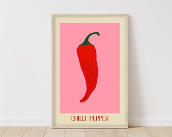 Hot Pepper Art • Vegetable Print Wall • Vegetable Poster • Cozy Kitchen Art • House Warming Gift • Decorative Gift Idea