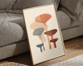 Warme Farben drucken • Pilz Poster • Pilz Kunstdruck • Pilz Geschenk • Vintage Pilz Poster • Haus wärmendes Geschenk • Pilz Kunst