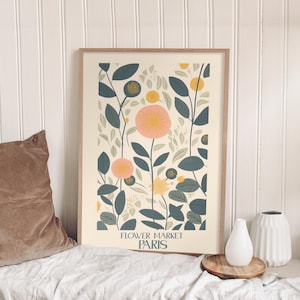 Boho Botanical Print • Unusual flower • Spring Flower Poster • Botanical Print Leaf • Wildflower Poster • Warm Colors Print image 1