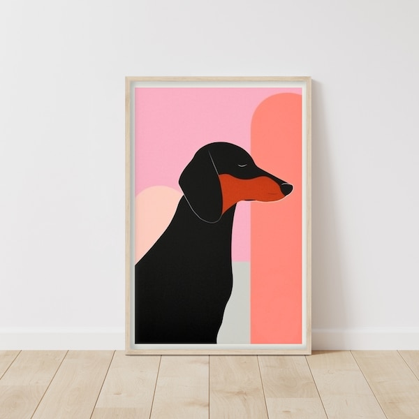 Wursthund Druck • Hund Poster Kunst • Niedlicher Hund Poster • Hund-Haustier-Poster • Niedliche Küchenkunst • Lustige Wandkunst