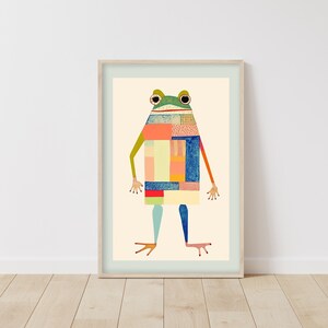 Cute Frog Poster • Funky Wall Art • Frog Gift idea • Frog Decor • Colorful Poster • Funny Restroom Art