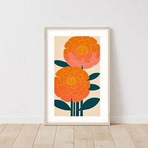 Orange Flower Poster • Orange Calendulas • Spring Flower Poster • Flower Artwork Print • Warm Colors Print • Flower Gallery Print