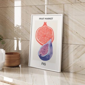 Vintage Feige Poster • Feigenpflanze • Dekoration auf dem Obstmarkt • Tropische Früchte drucken • Kunstdrucke • Obst-Kunst