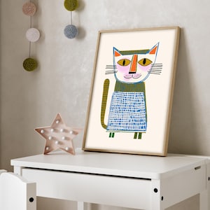 Katzenporträt • Cartoon Haustier Porträt • Geschenk Für Katzenliebhaber • Katzen-Illustration • Funky Posterdruck • Tierporträt
