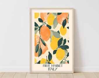Zitronen-Poster • Obst Küchenkunst • Zitronenmalerei • Klassisches Essen drucken • Vinatge Küche Poster • Lebensmittelmarkt Print