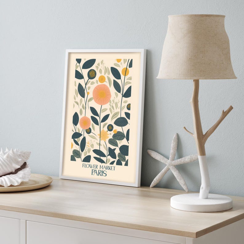 Boho Botanical Print • Unusual flower • Spring Flower Poster • Botanical Print Leaf • Wildflower Poster • Warm Colors Print image 4