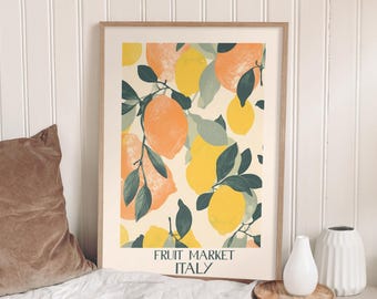 Zitronen-Poster • Obst Küchenkunst • Zitronenmalerei • Klassisches Essen drucken • Vinatge Küche Poster • Lebensmittelmarkt Print