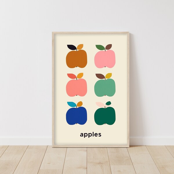 Apple Poster • Fruit Kitchen Art • Classic Food Print • Vinatge Kitchen Poster • Food Market Print • Decorative Gift Idea