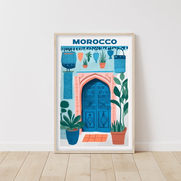 Vintage Marokko • Marokko Illustration • Marokko Deko • Retro Travel Druck • Reiseposter Geschenk • Reiseposter Dekoration