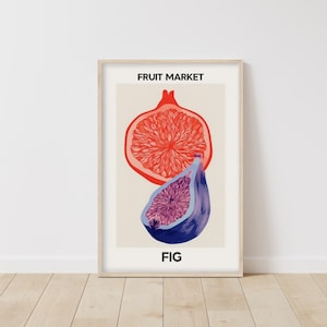 Vintage Feige Poster • Feigenpflanze • Dekoration auf dem Obstmarkt • Tropische Früchte drucken • Kunstdrucke • Obst-Kunst