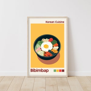 Korean Bibimbap Art Print - Vibrant Traditional Food Illustration - Home Kitchen Decor - Culinary Artwork - Gift for Foodies