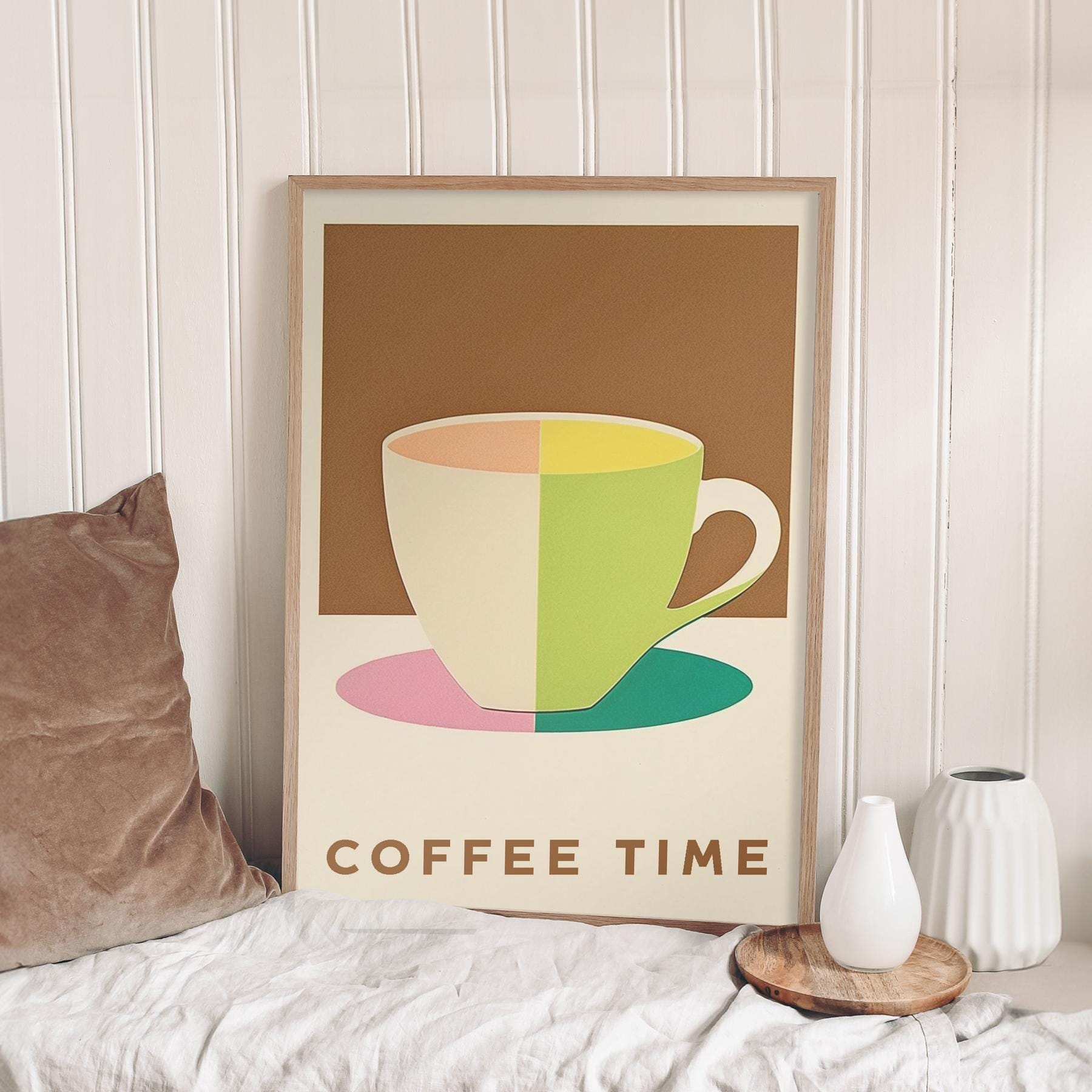 Vintage Coffee Time Poster, Retro Kitchen Art, Mid-Century Modern Wall Decor, Coffee Lover Gift, Home Cafe Aesthetic Print