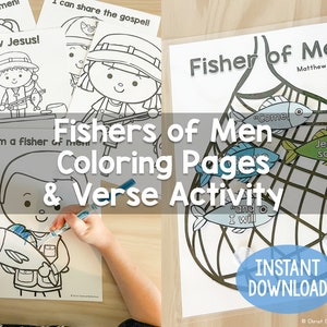 Fishers of Men Coloring Pages & Memory Verse Activity NIV ESV KJV